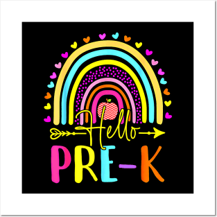 Hello Pre-K Team Pre Kindergarten Back To School Rainbow Posters and Art